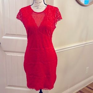 Bebe RED vintage cocktail dress size large.